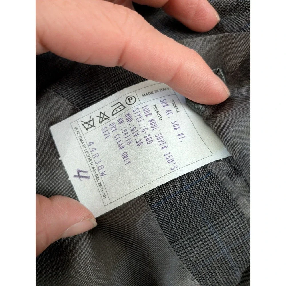 Givara‎ Italy Super 150s Wool Suit 2pc, Gray, 44 Jacket, 35 Pants, 28